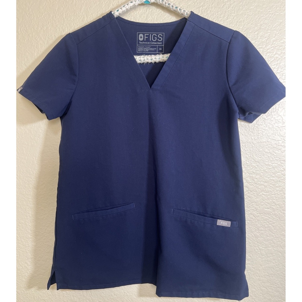 Figs Technical Collection Shirt Womens XS Scrub Top Uniform Navy 2 Pocket FW1100